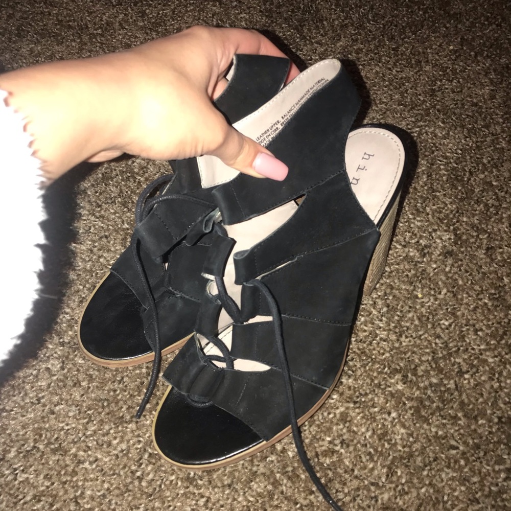 Hinge Black Heel Sandals
